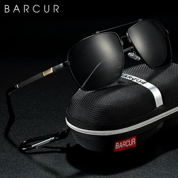 BARCUR Марка, Дизайн на Рамки От Титанова Сплав Слънчеви Поляризирани Очила Мъжки Слънчеви Очила Дамски Пилотни Очила Огледално Нюанси UV400