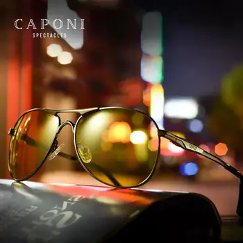 CAPONI Pilot Мъжки Слънчеви Очила За Дневно и нощно каране Поляризирани Слънчеви очила Фотохромичните Мъжки UV400 Защитни Очила От Сплав BSYS8722