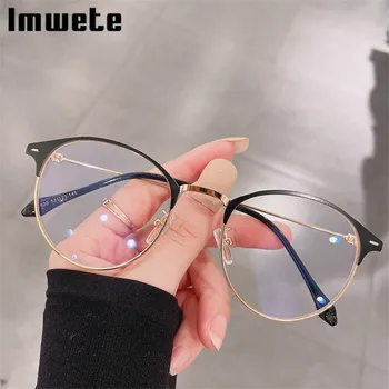 Imwete Класически Кръгли Очила за Жени 2022 Анти-Синя Светлина Очила Мъжки Метални Полукадровые Компютърни Оптични Очила