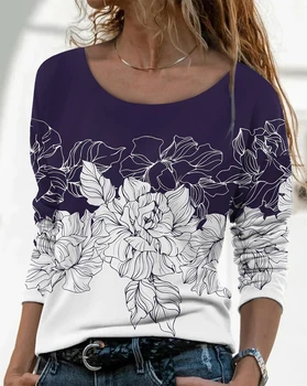Висококачествен сублимационен печат Дишаща Удобна тениска с изображение, дигитален печат 2022, Ретро топ с кръгло деколте за една дама