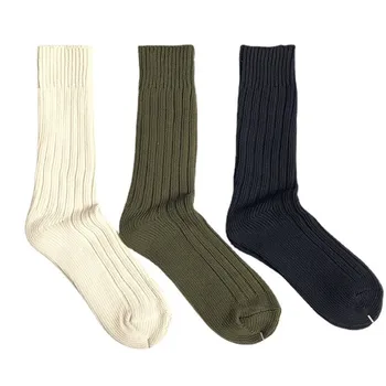 Подходящи по цвят чорапи Памук с дебел конец в стила на Пристанището, дебела Игла, четири сезона, Плътна работни облекла, Мъжки чорапи (1 чифт)