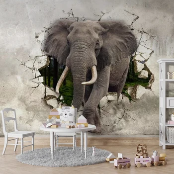Потребителски снимки на 3d стенопис тапети животно слон стенно покритие стенописи за детска стая и спалня на фона на 3D анимационен филм тапети
